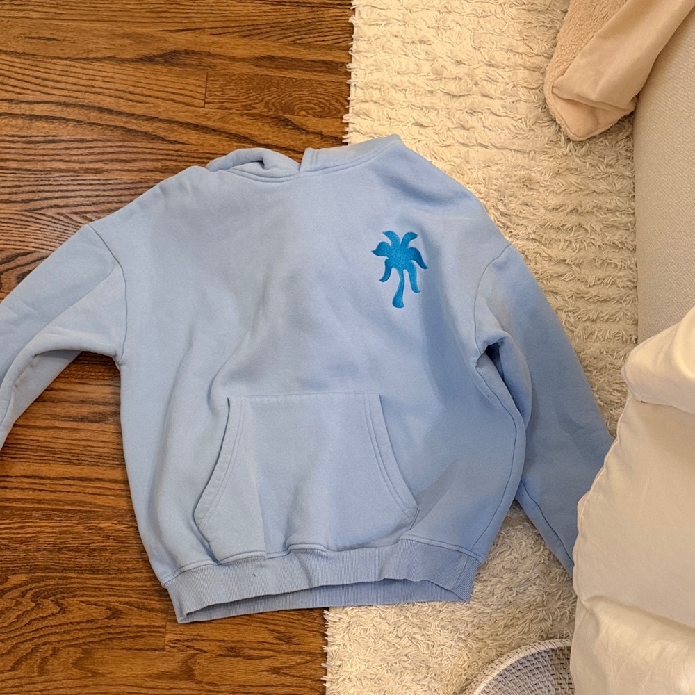 Women's Light Blue Crewneck with Palm Tree Design